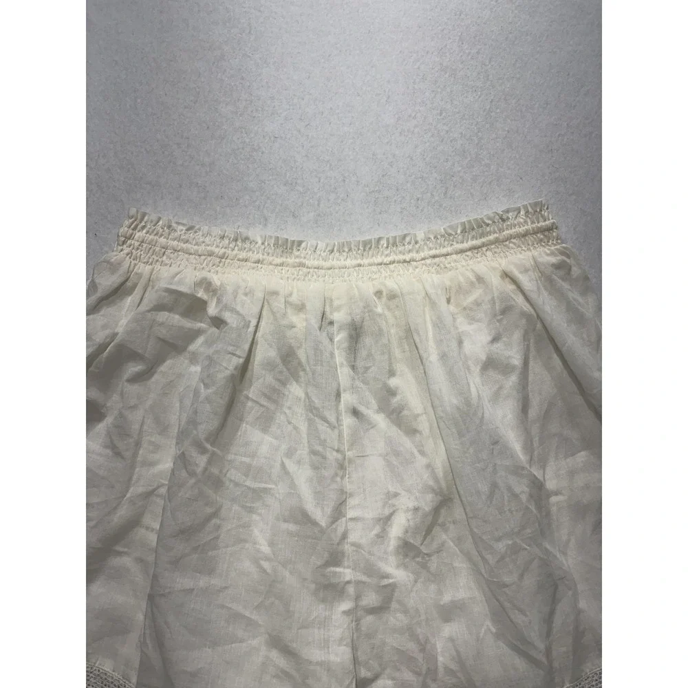 A Loves A Shorts Womens Large White Gauze Skimmer Tassel Drawstring Lace Trim